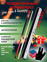 Подарочный комплект из кия бильярдного для пула Favorite Elite A10 двусоставного с кейсом и перчаткой